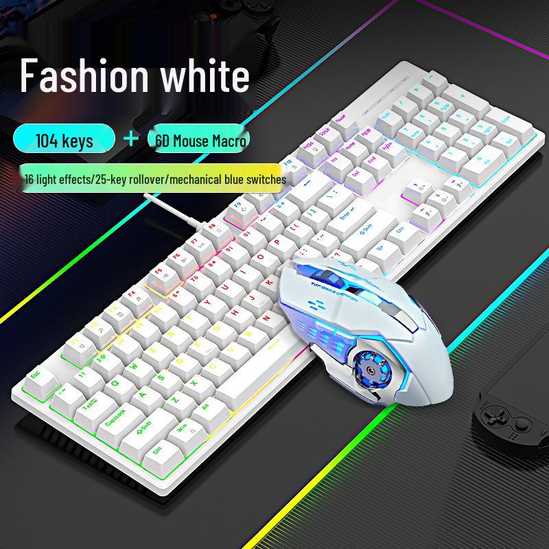 Wired RGB Mechanical Keyboard with Blue Switches, 104 Keys - Perfect for Gaming & Office Use