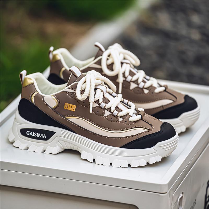 

Новые модные мужские кроссовки Four Seasons с толстой подошвой для студентов и мальчиков, трендовые кроссовки с мягкой подошвой, дышащие, повседневные кроссовки для бега 44 коричневый