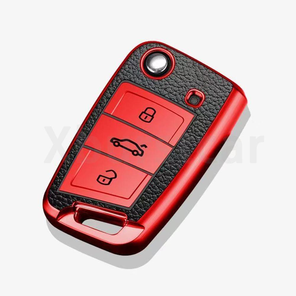 Key Case Cover For Vw Touran Tiguan Golf 7 Gti Polo T-Cross T-Roc Skoda Rapid Kodiaq Octavia Fabia Seat Ibiza Leon Ateca Arona