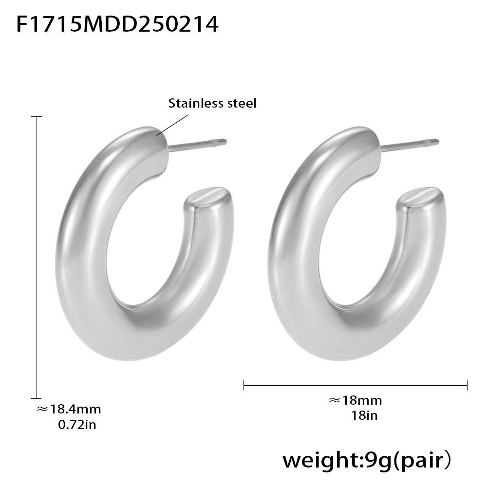 Elegant Qiong Yao 18K Gold-Plated Minimalist C-Shaped Hoop Earrings with Smooth Ear Cuff