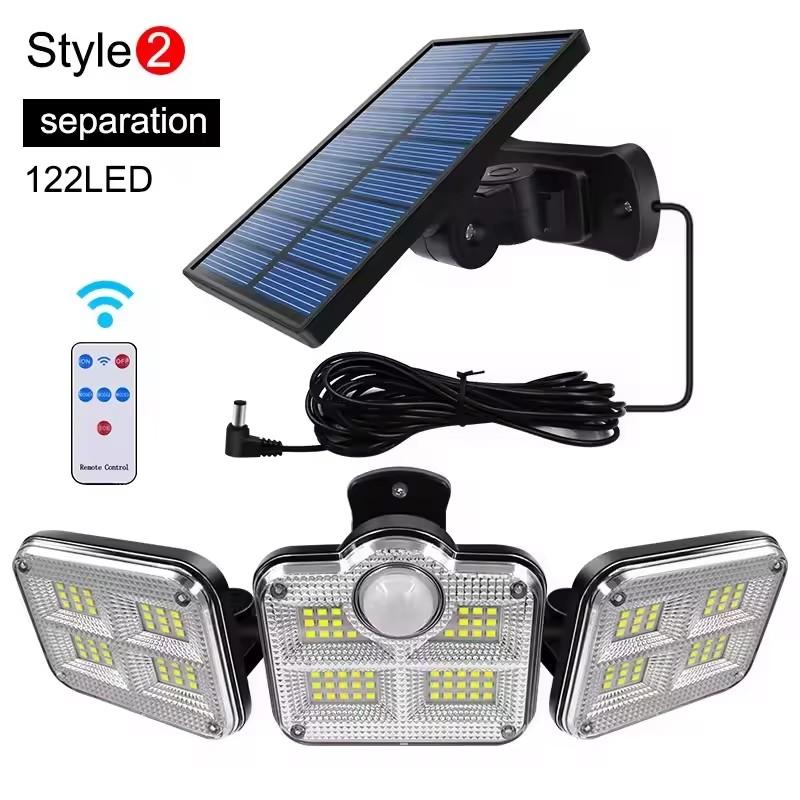 1 PACK Outdoor Motion Sensor Lamp, 4-Head Solar Power Light, 122 LED Solar Light, Flood Lights ,3000 Lumens,270° Lighting Range