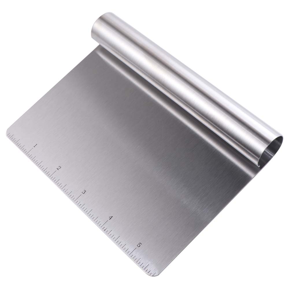 Stainless Steel Bench Scraper Curled Edge Pastry Spatula Easy To Clean Pancake Scraper  Cake