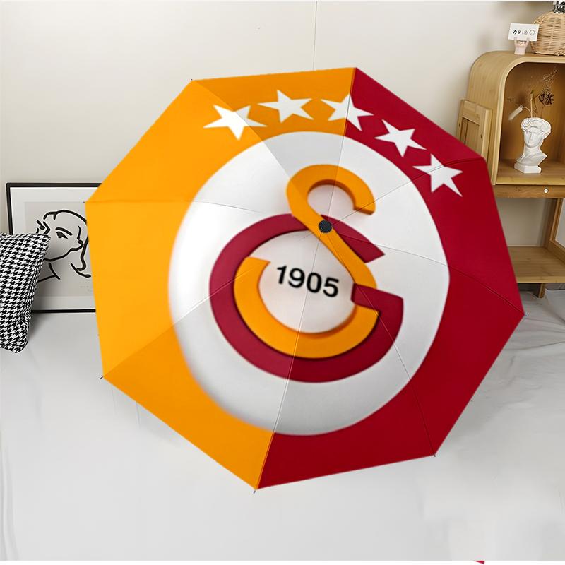 Galatasaray Fashionable Automatic Opening/Closing Folding Umbrella. Portable and Foldable, Ideal for Gift, Travel, and Daily Use.