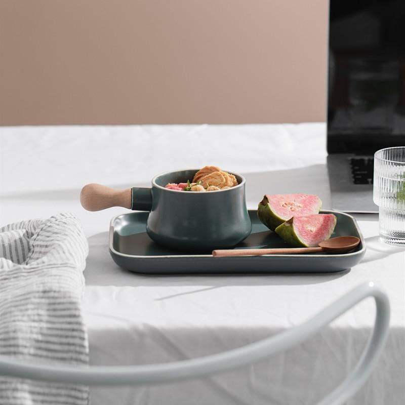 Japanese Breakfast Plate Creative One Person Food Ceramic Bowl Plate Household Handle Bowl Sweet Bowl Western Plate Tableware Set