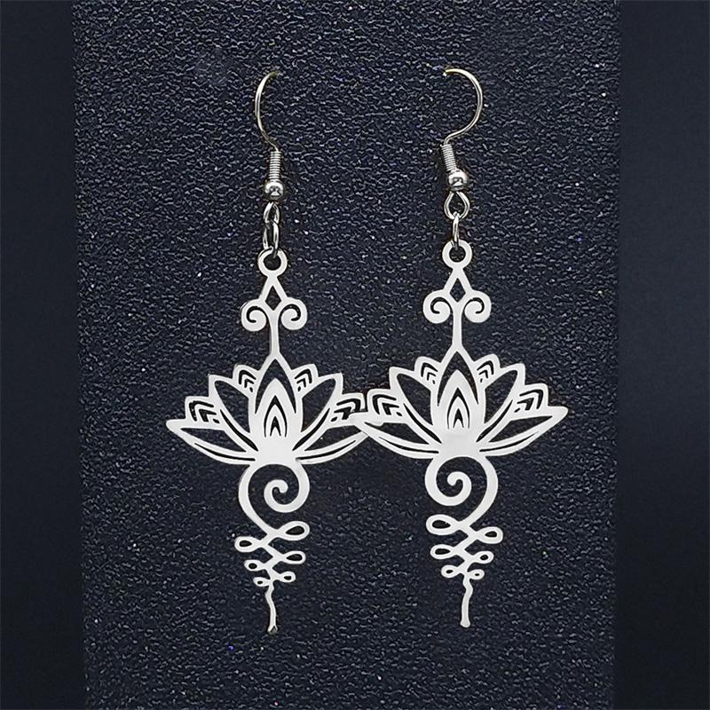 Hippie Stainless Steel Yoga Lotus Necklace Chain Women/Men Silver Color Chakra Symbol Flower Necklaces Jewelry Collar N7067S02
