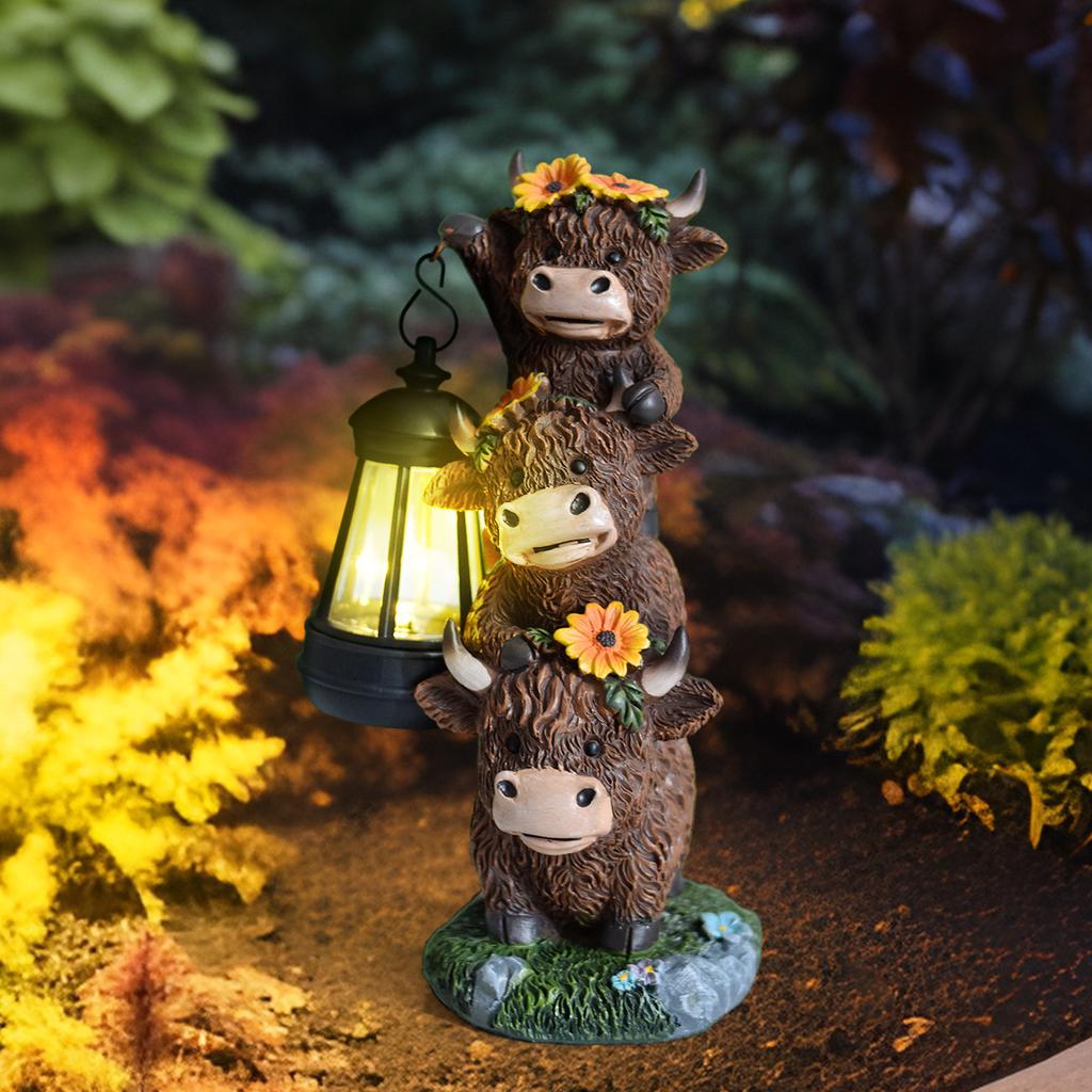 JYL TS/073,Cute Cow Pendant Light Resin Solar Outdoor Light Animal Statue for Garden Path Decor