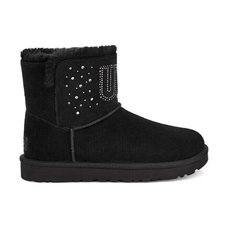 UGG Classic Diamond-Studded Short Snow Boots Women Boots Black 1125911-BLK