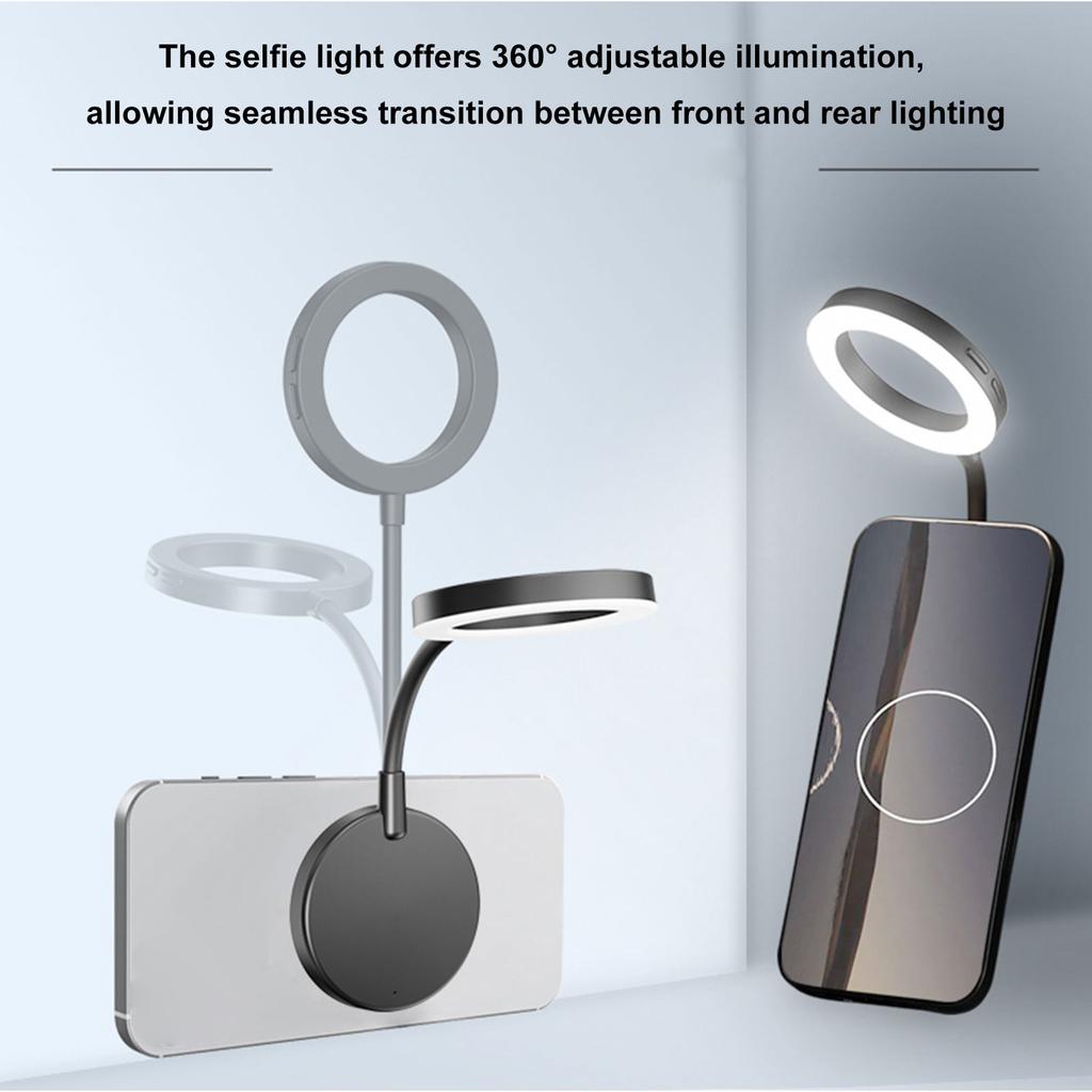 Magnetic Selfie Rings Light 360 degrees  Rotatable Phone Camera Light with 8 Color Temperature