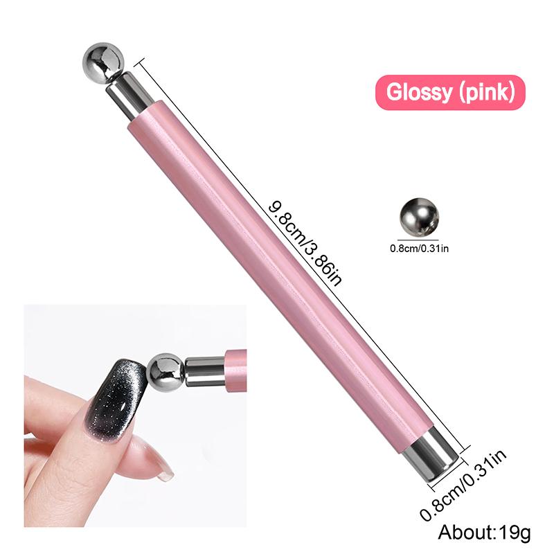 Double-End Cat'S Eye Nail Magnetic Stick Glossy With Steel Balls 8/10Mm Super Strong Gel Polish Magnetic Manicure Tools