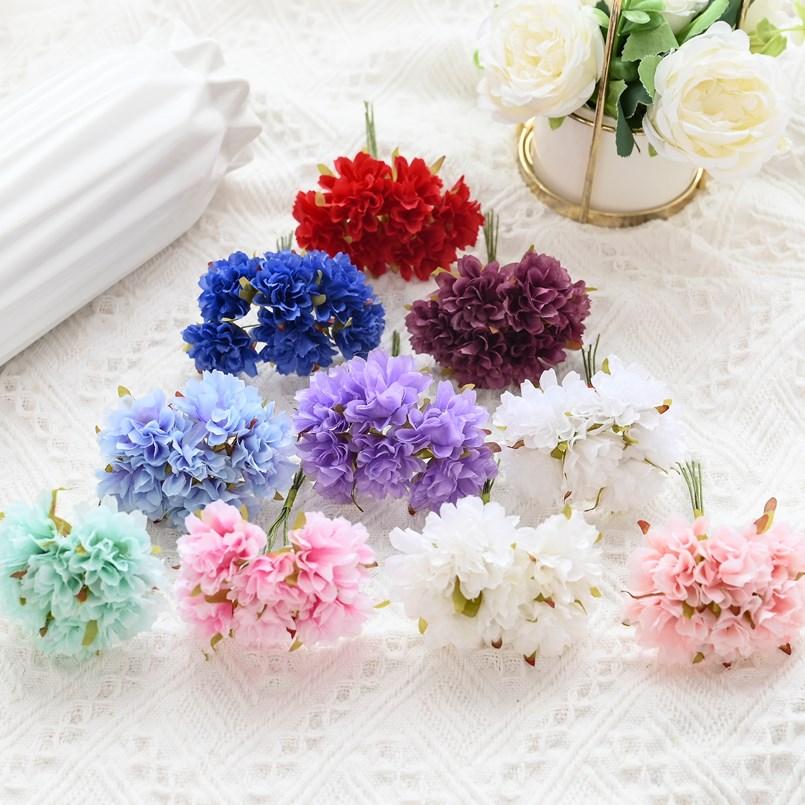 18PCS Artificial Flowers Christmas Decorations for Home Scrapbook Wedding Decorative Wreaths Diy Gifts Candy Box Silk Carnation