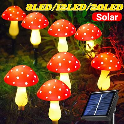 8er/12er/20er Pack Rote Solarpilzlampe, 8 Modi, Wasserdicht für den Außenbereich, für Gartendekoration, Weihnachten, Halloween, Hof, Rasen