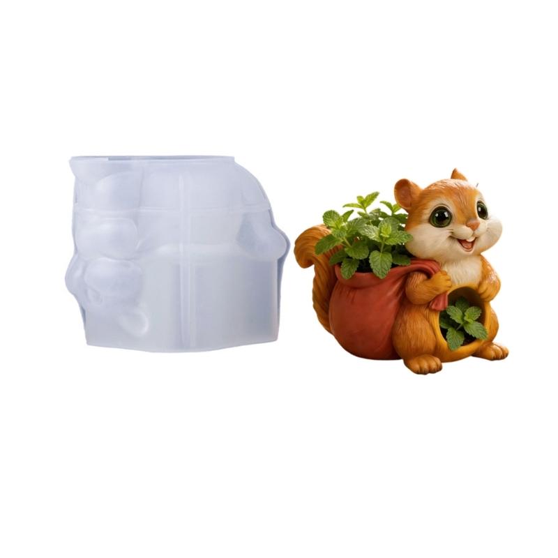 

Multipurpose Silicone Squirrel Mold Silicone Texture for Resin Cement Creations Decorative Planter and Craft Containers 1