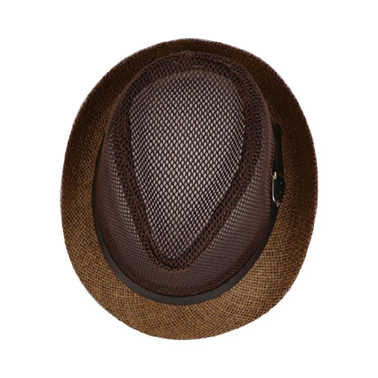British Style Trilby Hat Straw Weaving Fedoras Hat for Gentlemen Camping Travel