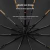 Automatic UV Protection Windproof Umbrella with 168 Reinforced Ribs & Wooden Handle for Sunny/Rainy Days