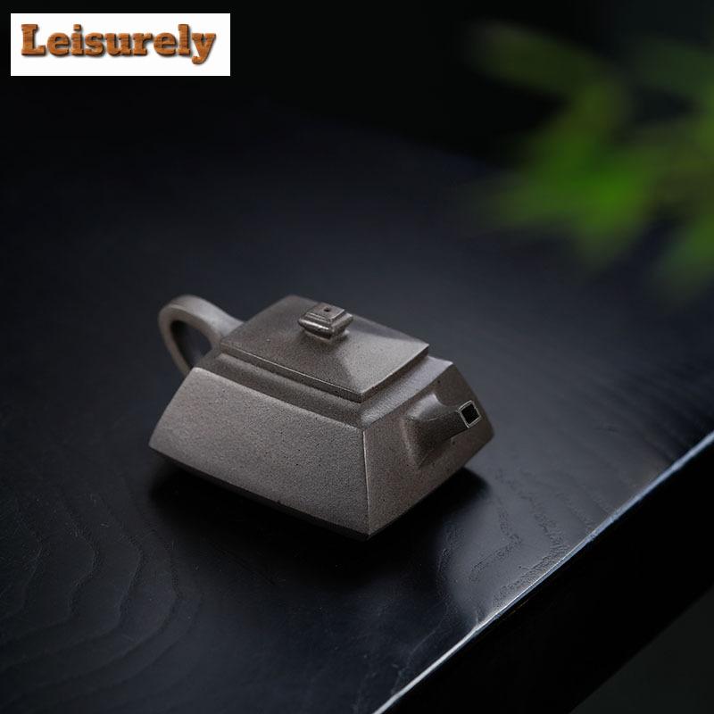 140ml Aesthetic Yixing Purple Clay Teapots Handmade Pot Raw Ore Steel Grey Section Mud Kettle Chinese Zisha Tea Set Tableware