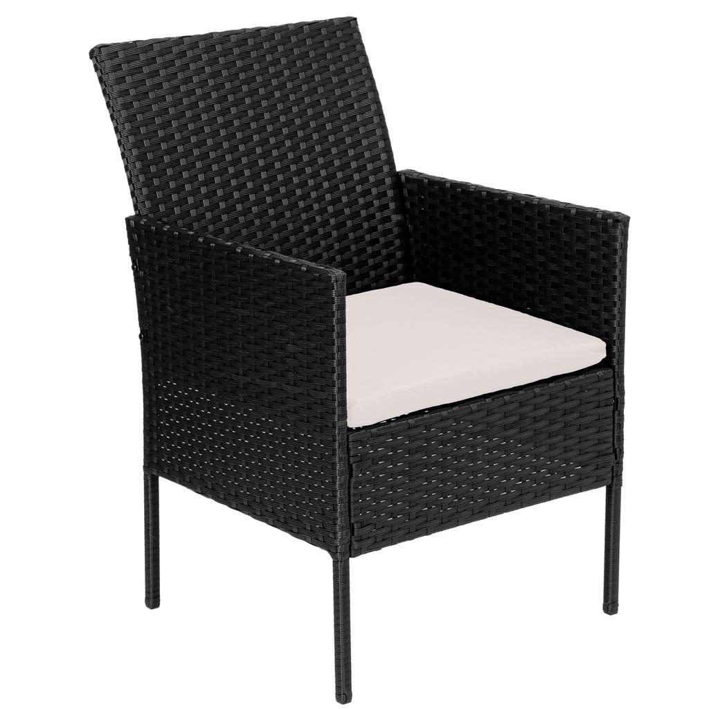 Gartenmöbel aus Polyrattan Set 4-in-1 Magnolia Schwarz Beige Kissen