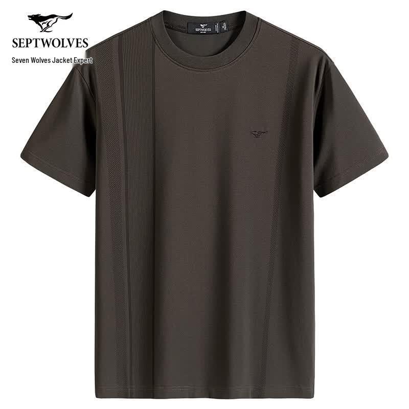 Septwolves Men s Striped Modal Blend Round Neck T-Shirt 175/92A темно-коричневого