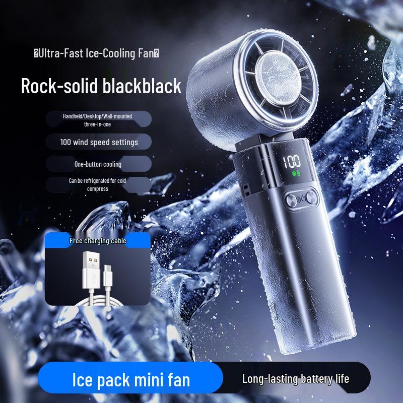 High-Speed USB Foldable Handheld Fan: 199 Speeds, Digital Display, Powerful Outdoor Cooling Foldable/Neck-hanging/Handheld Fan