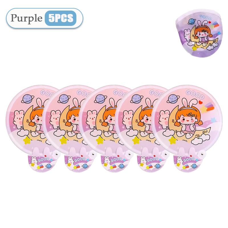 1-40PCS Cartoon Foldable Fan Summer Cute Mini Round Fan Creative Small Fresh Pocket Fan Simple Portable Collapsible Fan Hand Fan