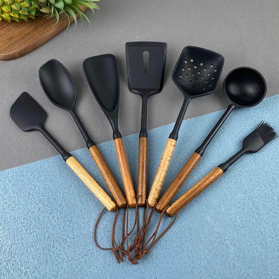 Silicone Cooking Spoon for Nonstick Cookware Heat Resistant Spatula Spoon Slotted Spoon Scraper Kitchen
