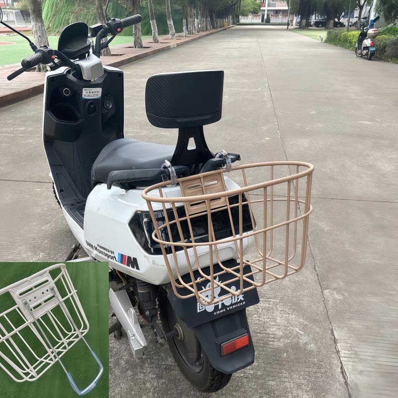 Large Capacity Metal Rear Basket with Backrest for E-bike Helmet and Backpack Storage