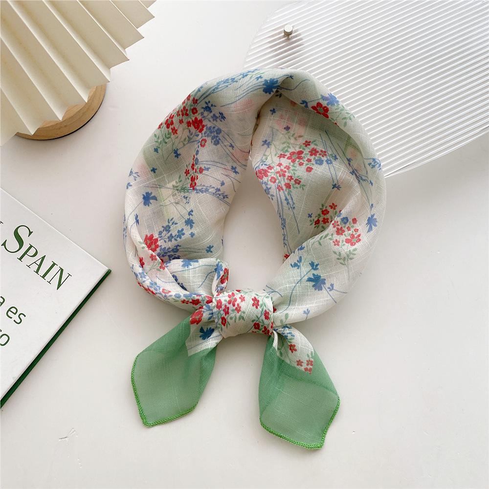 58 Cotton Linen Silk Scarf - Versatile Korean Fashion Neck and Head Bandana for Women