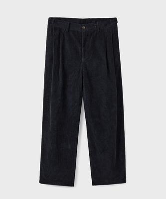 Yunionbeullu Corduroy Two Pleats Wide Pants [Navy]