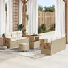 VidaXL 9-Piece Garden Sofa Set with Cushions In Beige Poly Rattan and Acacia 3363131