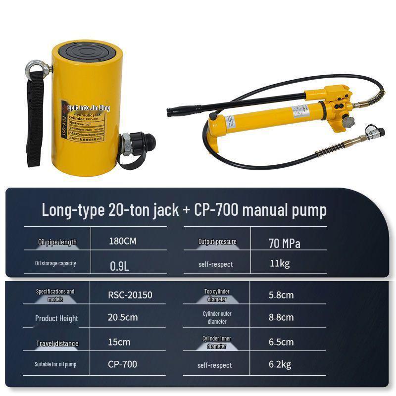 Split Ultra-Thin Hydraulic Cylinder: 5T, 10T, 20T, 30T, 50T, 100T - Extended and Short Types