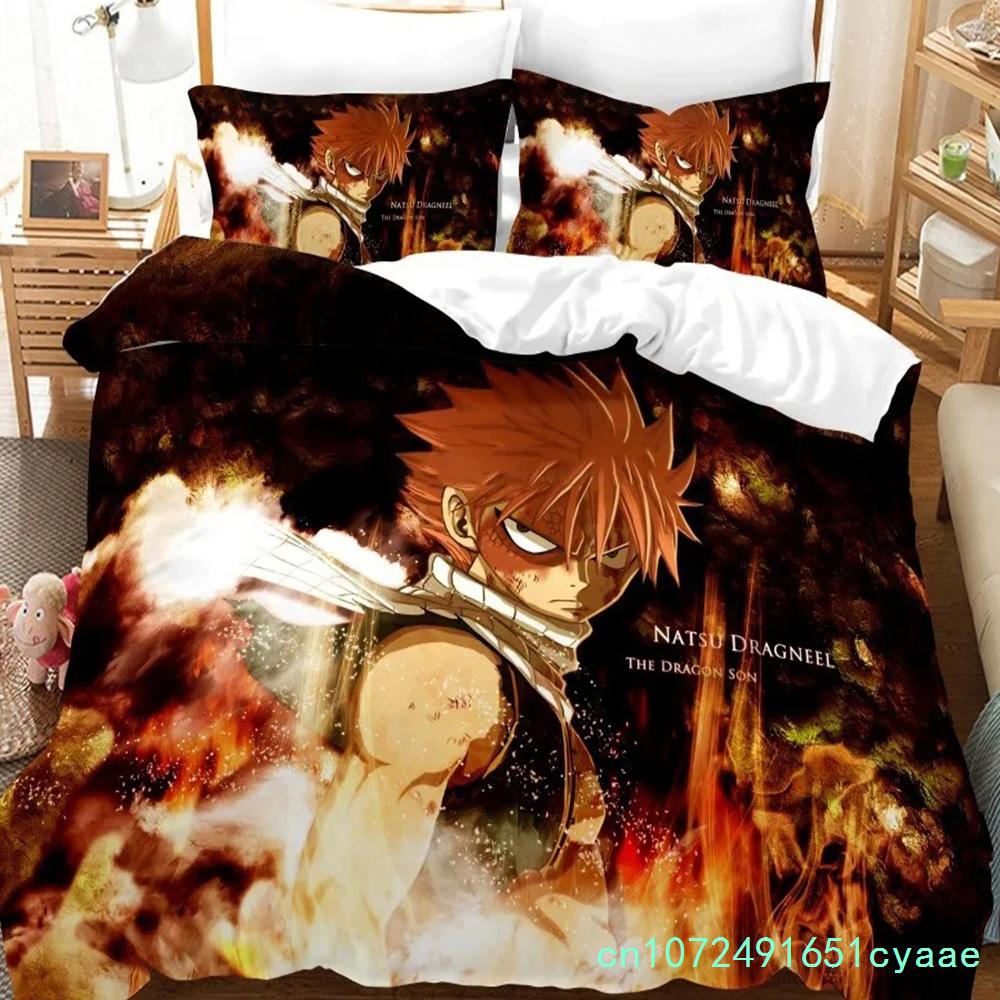 3D Print Anime Fairy Tail Logo Natsu Bedding Set Boys Girls Twin Queen Size Duvet Cover Pillowcase Bed Boys Adult Home Textiles
