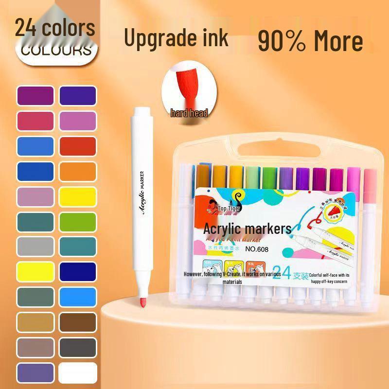 Acrylic Marker Pens with Glass Nib - 12/24/36/48 Colors, Water-Based for Creative DIY Graffiti Painting
