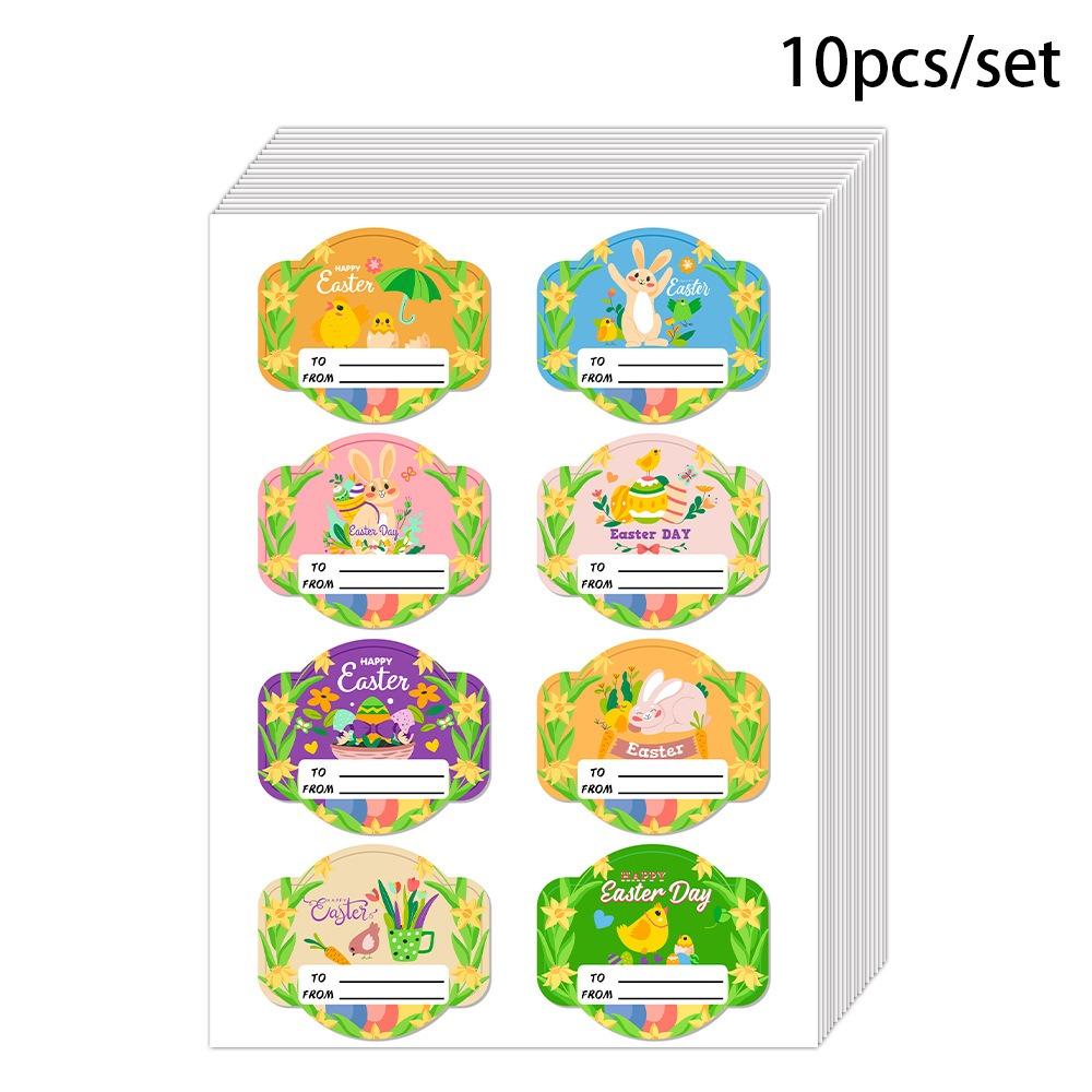 

Creative Multicolor Easter Rabbit Sticker Paper Rabbit Sticky Label DIY Mixed Pattern Easter Egg Decals Easter
