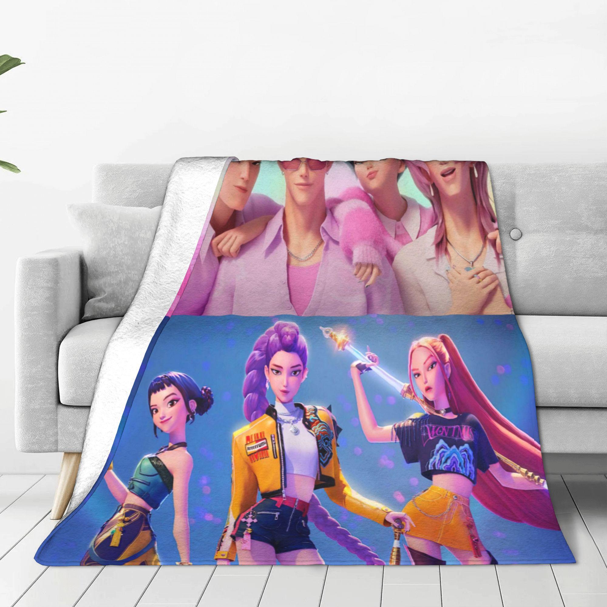 

Super Warm BlanketBoy Girl Airplane Travel Saja Boys K Pop Demon Hunters Throw Blanket Flannel Bedspread For Novelty Bed Cover 30x40in