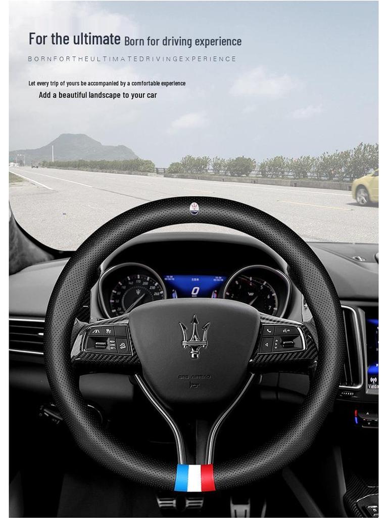Husă volan din piele naturală pentru Maserati: Se potrivește modelelor Levante și Ghibli.