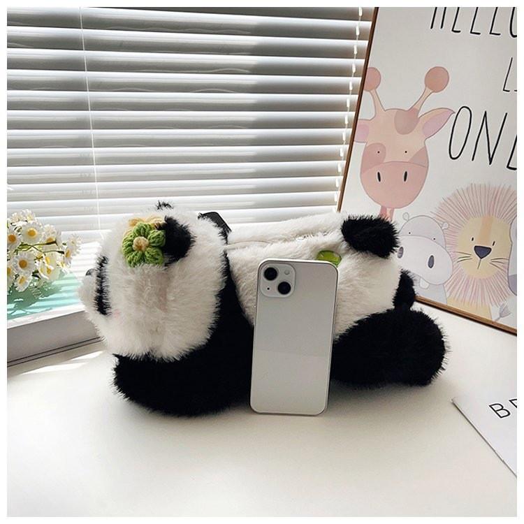 Animal Fluffy Panda Shape Plush Single Shoulder Crossbody Bag Gifts Fashion