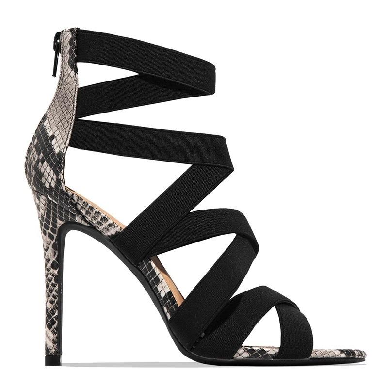 Sandals Women's Summer Style European and American Roman Style Super High Heel Thin Heel Elastic Bag Heel Back Zipper High Heel Sandals Women