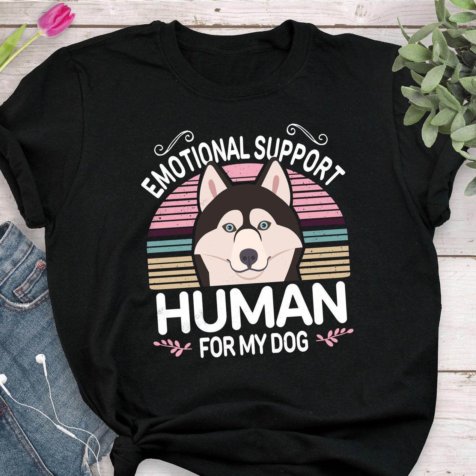 Black and White Husky Shirt, , Pet Dog Lover Gift, Cute Siberian Husky T-shirt Funny Husky Lover Tshirt Furry Mom Dad ESA Emotional 140