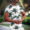 Summer Coconut Tree 3D Print T-Shirt Street Trendy Men's Wear Harajuku Style Casual Loose Round Neck T-Shirt Top