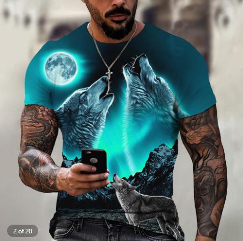 Spring new European and American men's casual sports fashion D gradual change short-sleeved crew neck T-shirt men