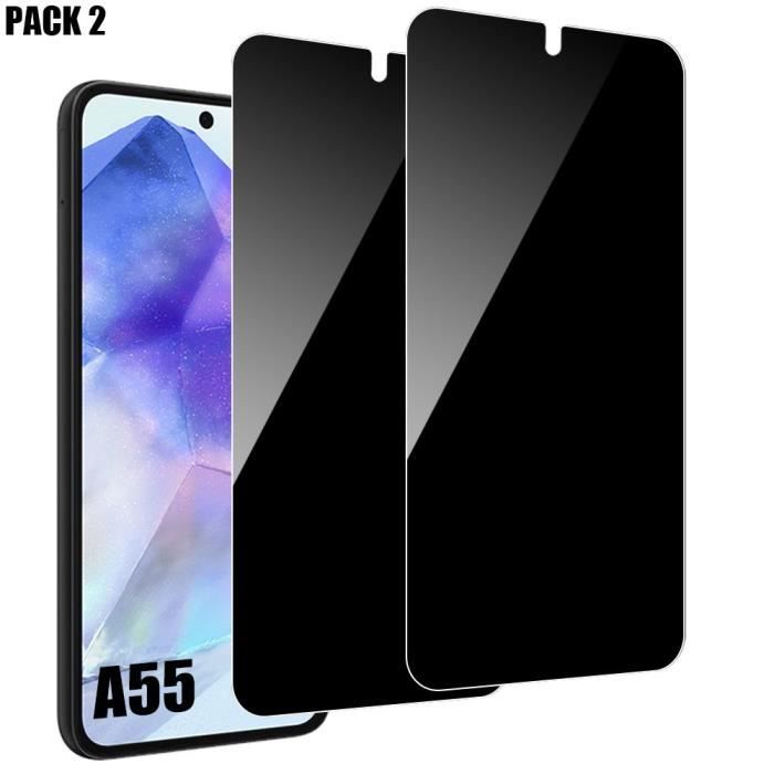 Film de protection en verre trempé - Booling - pour Samsung Galaxy A55 5G - Anti-espion - Résistant aux chocs - Lot de 2