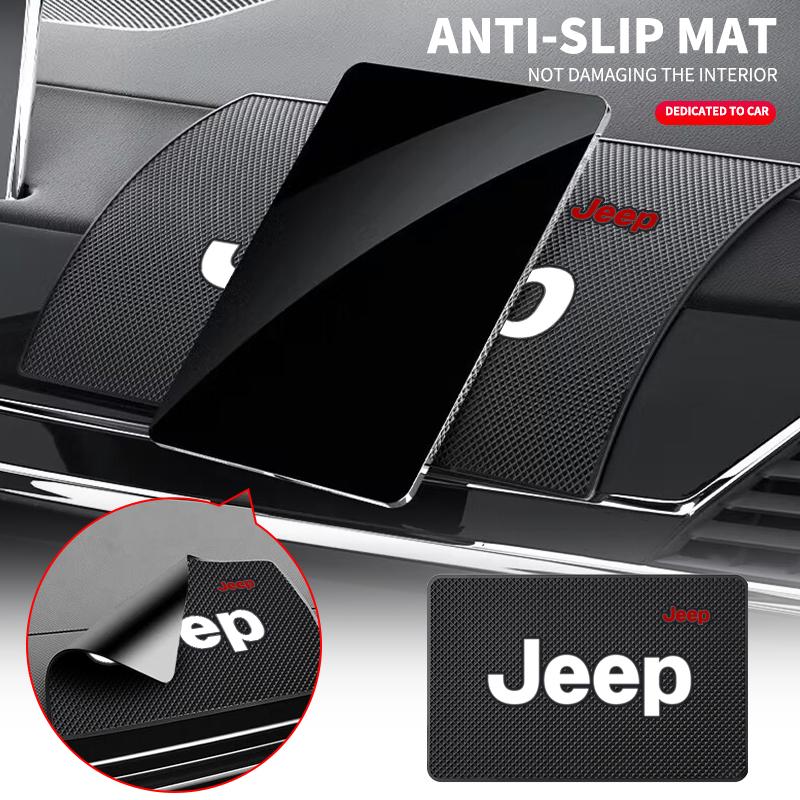 PVC Car Emblem Non-Slip Mat Dashboard Mobile Phone Pad For Jeep Renegade Compass Grand Cherokee Patriot Liberty Wrangler Rubicon