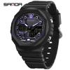 SANDA Military Men Sport Watch Stopwatch Alarm Countdown LED Light Digital Watches 50M Waterproof Dual-Display Quartz Wristwatch
