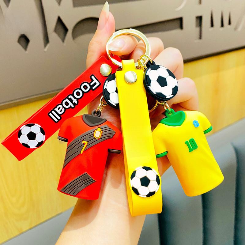 Vibrant Pvc Cartoon Football Jersey Keychain Perfect Gift For Couples