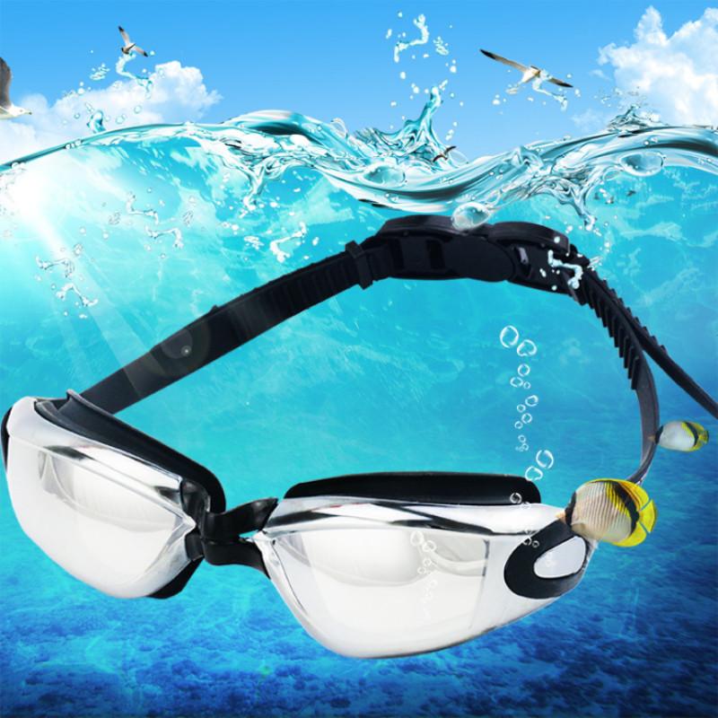 Waterproof Adult Swimming Glasses With Electroplated Clear Lenses And Silicone Strap