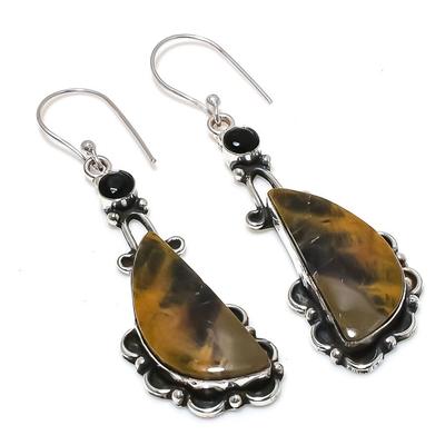 Natural Sonora Sunrise, Spinel Gemstone 925 Sterling Silver Earring 2.72" S8z81