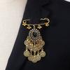 Bohemian Rhinestone Flower Tassel Brooch for Women - Exotic Style Suit Coat Pin