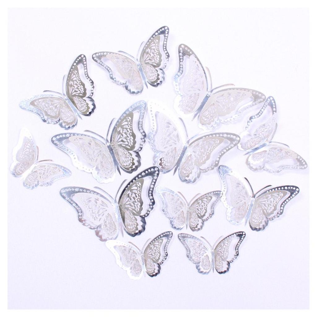 12 3D Hohl Schmetterling Wandaufkleber für festliche Weihnachts- und Feiertags-Heimdekoration