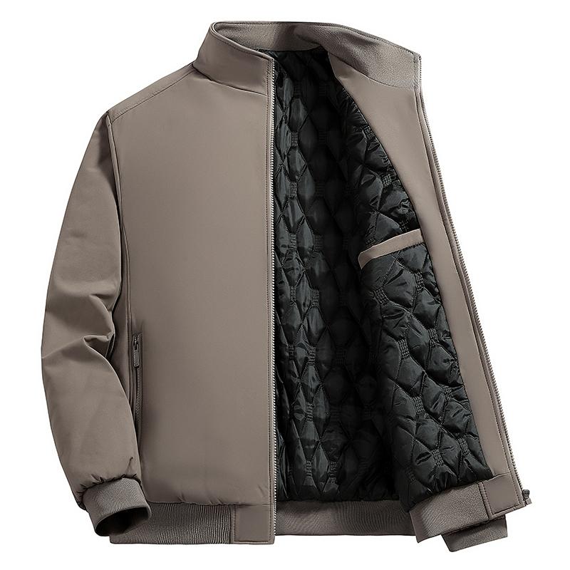 New middle-aged and elderly jacket men's jacket with cotton thickened thermal stand-up collar top dad large size casual cotton-padded clothes