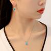 New Best-selling Fashion Jewelry Necklace Earrings Two-piece Round Multicolor Zircon Pendant Set.