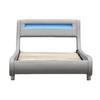 Gina Bed for 90x200 Mattress - Curved Headboard Base - Grey Color - 13 Slats - PVC Coating